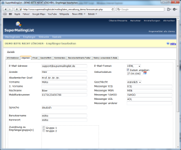 PHP Mailinglisten und Empfänger Verwaltung SuperMailingList -  Speicherung von Empfängern/Kontakte