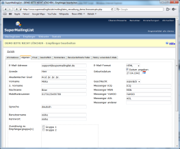 PHP Mailinglisten und Empfnger Verwaltung SuperMailingList -  Speicherung von Empfngern/Kontakte